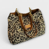BENITA LEOPARD CANVAS TOTE HANDBAG