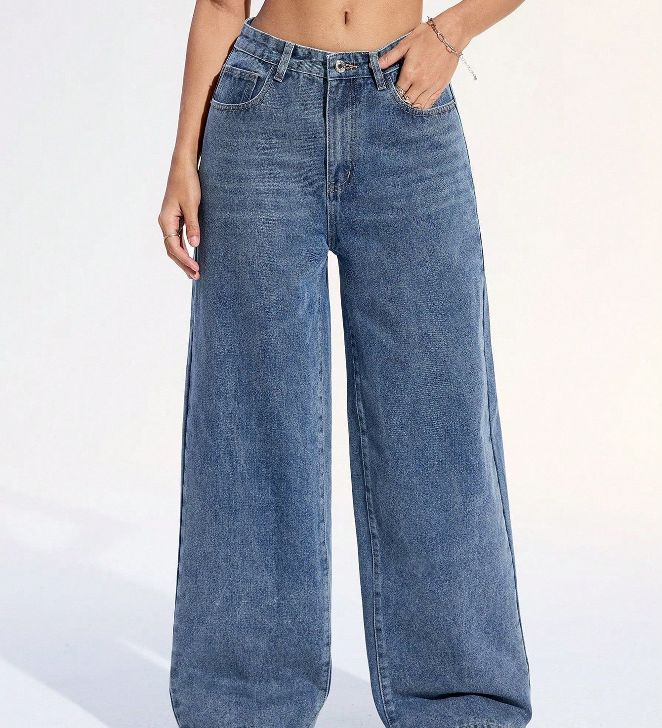 Off Duty Wide-Leg Denim Pants