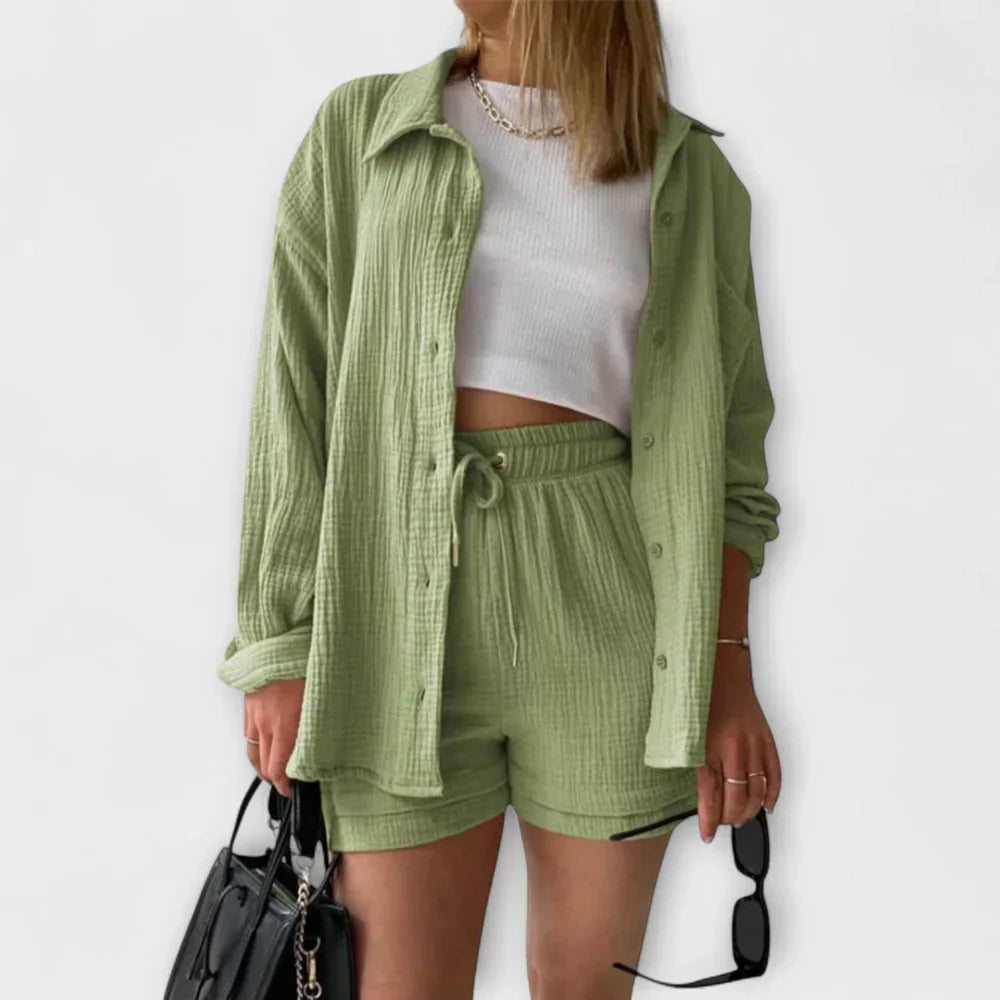 VANESSA 2-PIECE BUTTON UP AND SHORTS SET