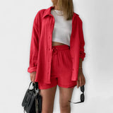 VANESSA 2-PIECE BUTTON UP AND SHORTS SET