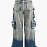 Ombre Wide-Leg Cargo Jeans