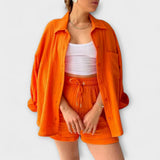 VANESSA 2-PIECE BUTTON UP AND SHORTS SET