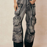 Ombre Wide-Leg Cargo Jeans