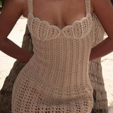 Sahara Pearl Crochet Mini Dress