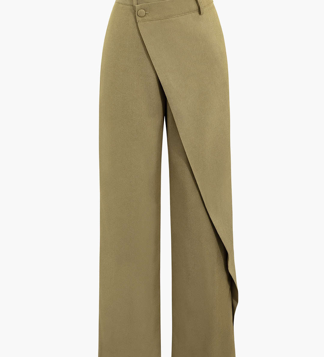 Draped Wrap Straight-Leg Trousers