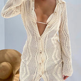 Isla Cove Crochet Button Mini Dress