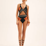Palm Cove Sheer Cover-Up Skirt And Swim Suit
