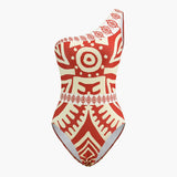 Santorini Sunset One-Shoulder Swimsuit