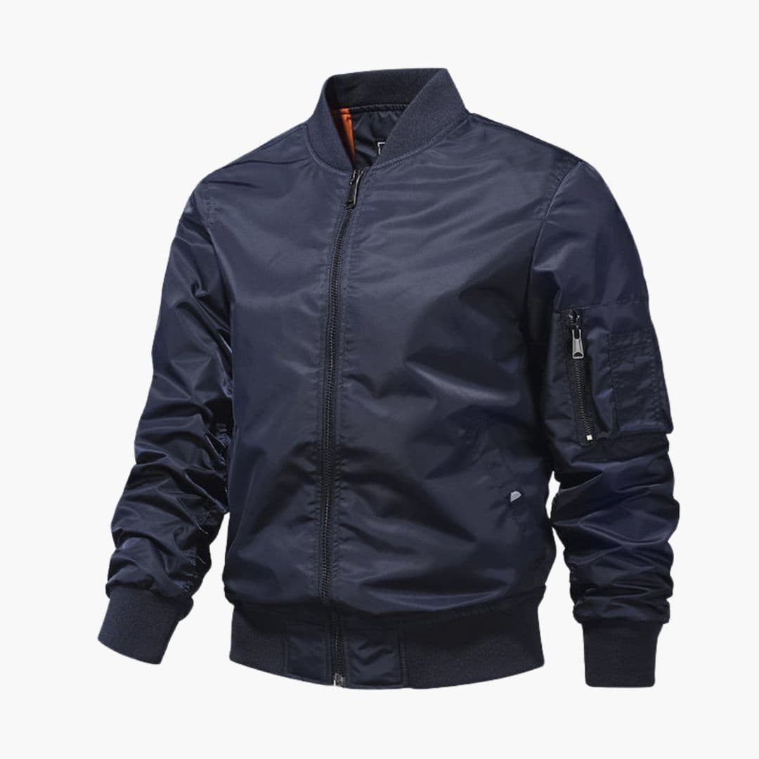 Men's Bomber Jacket with Ribbed Collar