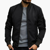 Men's aviator jacket with ribbed collar and zippered pocket