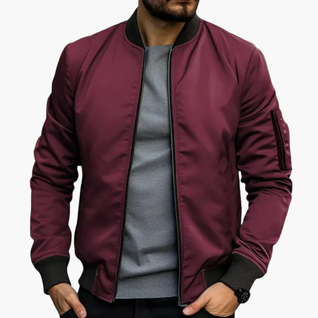Men's aviator jacket with ribbed collar and zippered pocket