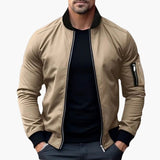 Men's bomber jacket with striped ribbed collar