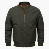 Men's bomber jacket with striped ribbed collar