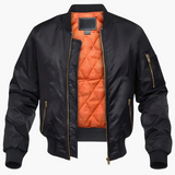 Men's bomber jacket with zip closure and quilted lining