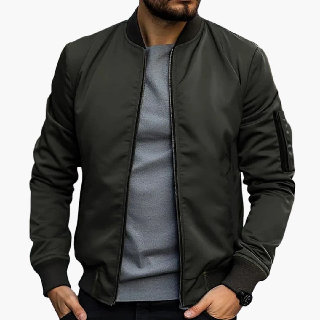 Men's bomber jacket with zippered pocket