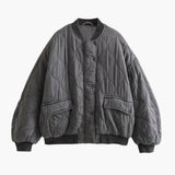 Quilted unisex bomber jacket with ribbed collar