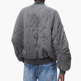 Quilted unisex bomber jacket with ribbed collar