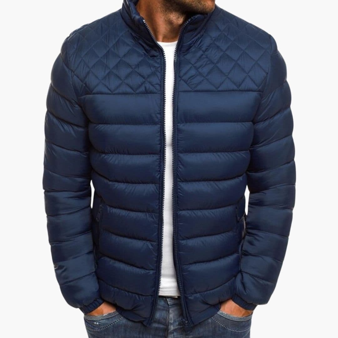 Men's Quilted Bomber with Zipper Closure