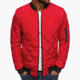 Men's Quilted Bomber with Zipper Closure and Collar