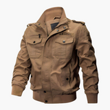 Men's Military Bomber with Zip and Multiple Pockets