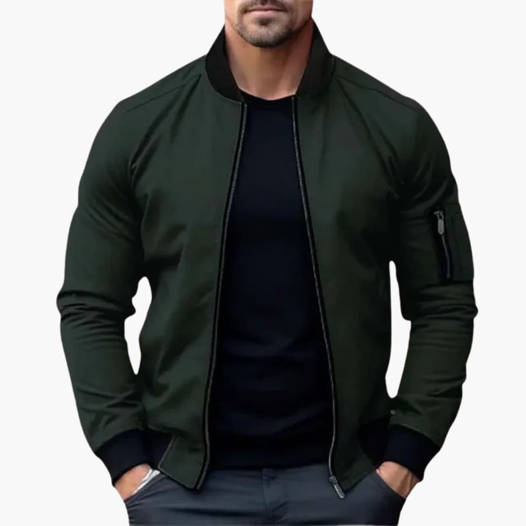 Men's Bomber Jacket with Zipper Closure