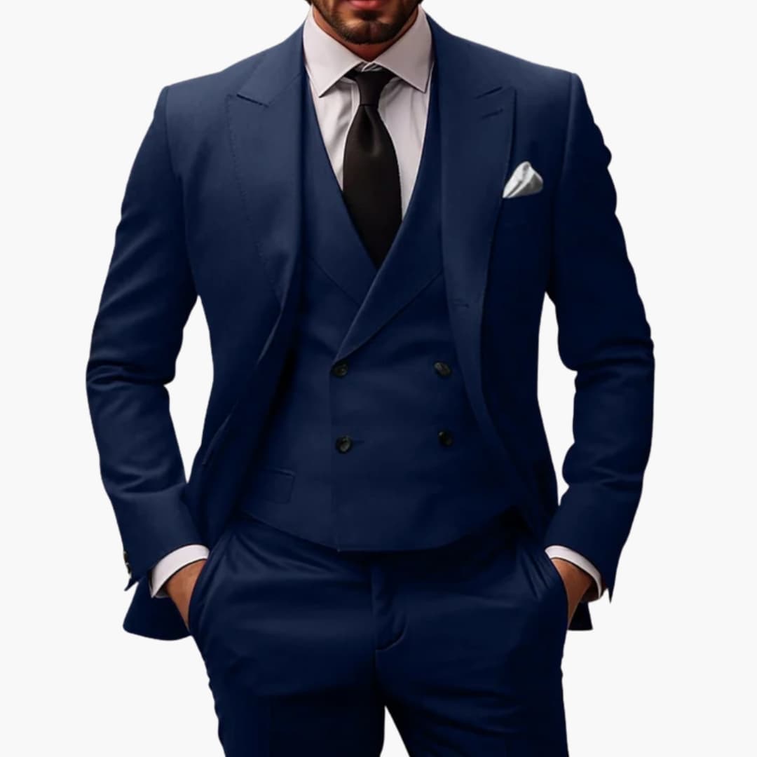 Men's Classic 3-Piece Suit with Jacket, Vest, and Pants