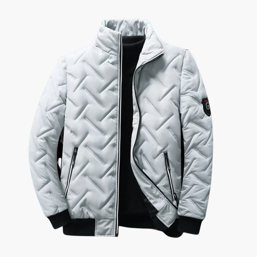 Men's Quilted Down Jacket with Zipped Pockets