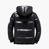 Men's Down Jacket with Hood and Zipped Pockets