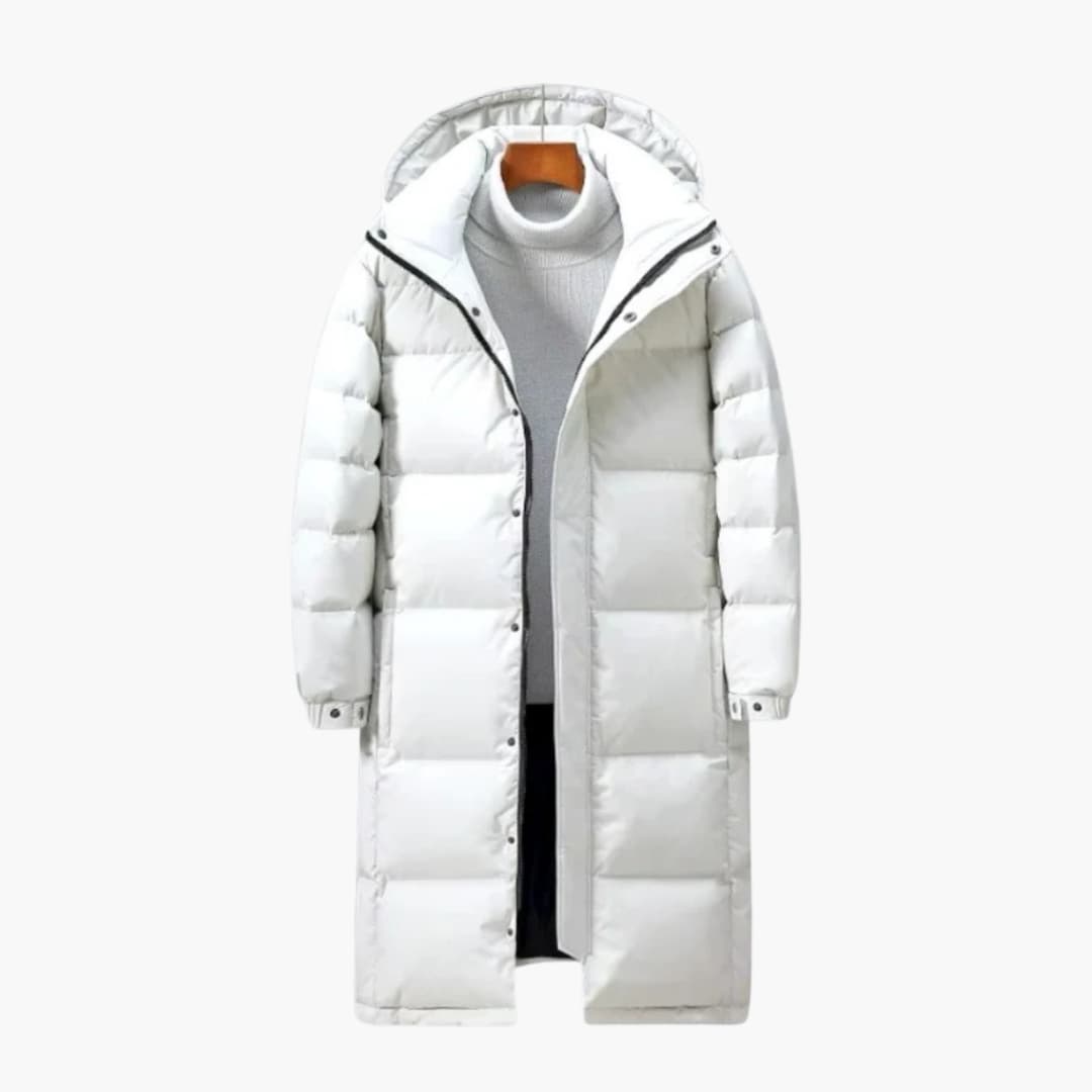 Long Men's Down Jacket with Hood