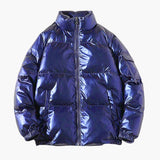 Men's down jacket with zipper and stand-up collar