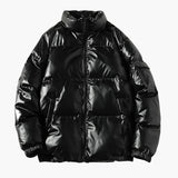 Men's down jacket with zipper and stand-up collar