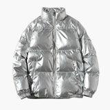 Men's down jacket with zipper and stand-up collar