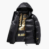 Men's down jacket with zip closure