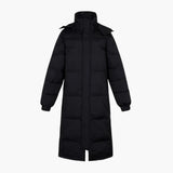 Men's long down jacket with zip closure