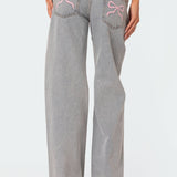 Bella Bow Pocket Wide-Leg Jeans