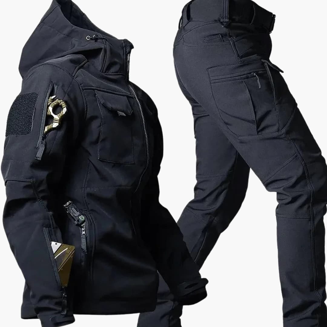 Men's outdoor set with zip-up jacket and straight pants