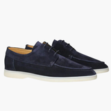 Men's Lace-Up Moccasins with Suede Surface and Flexible Sole