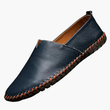 Slip-on moccasins for men with low cut and stitched sole