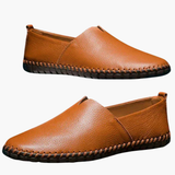 Slip-on moccasins for men with low cut and stitched sole