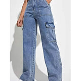 High-Waisted Wide-Leg Cargo Jeans
