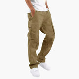 Men's Cargo Pants with Wide Legs and Multiple Pockets