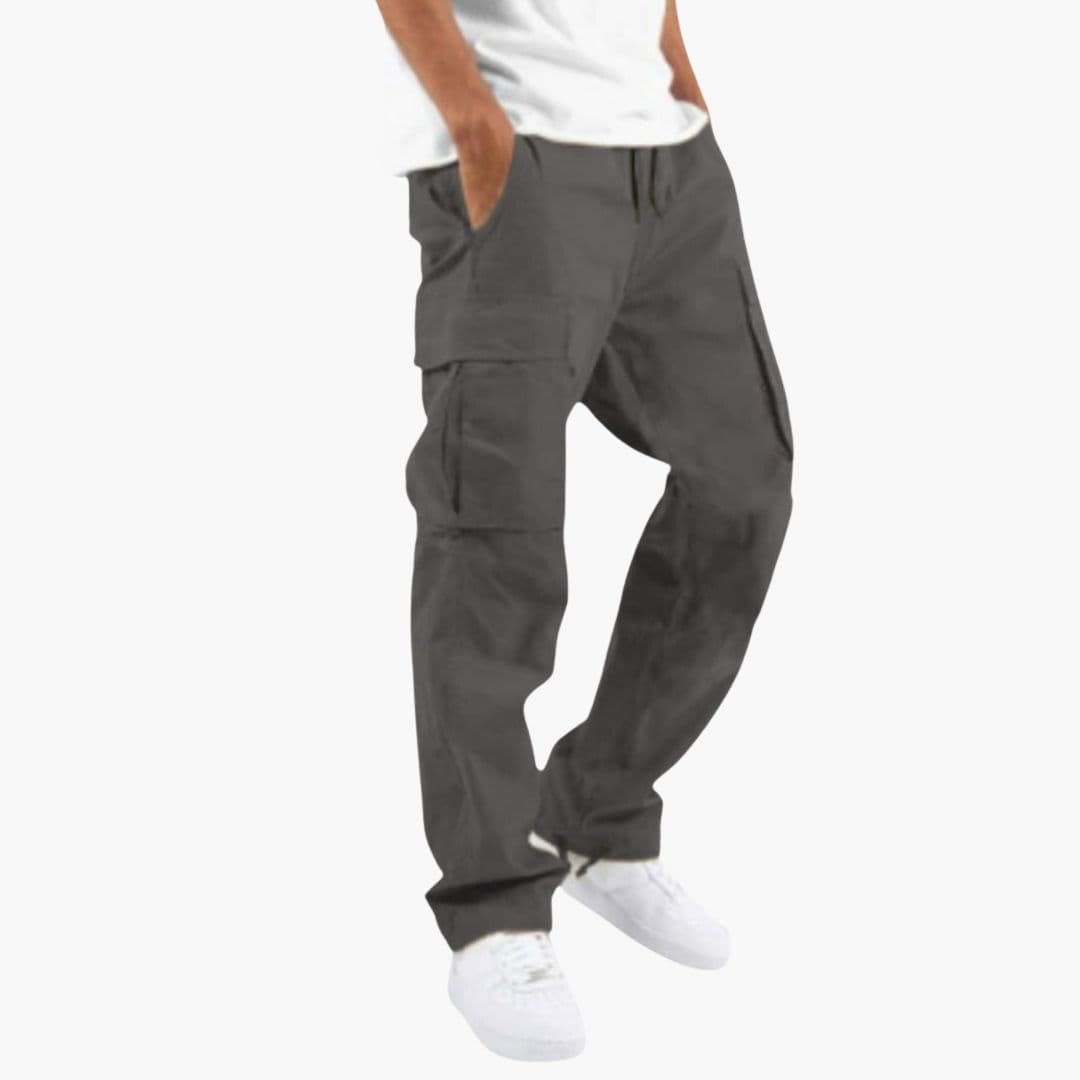 Men's Cargo Pants with Wide Legs and Multiple Pockets