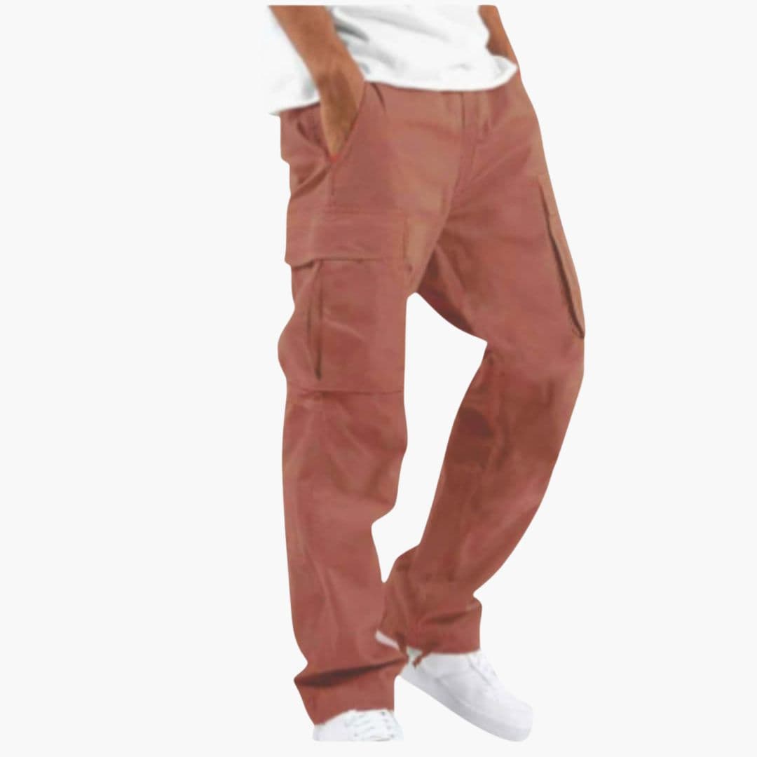 Men's Cargo Pants with Wide Legs and Multiple Pockets