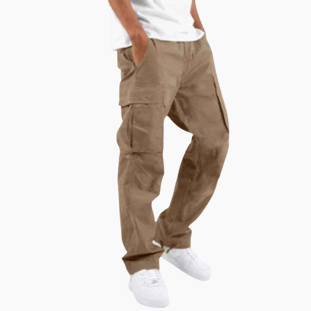 Men's Cargo Pants with Wide Legs and Multiple Pockets