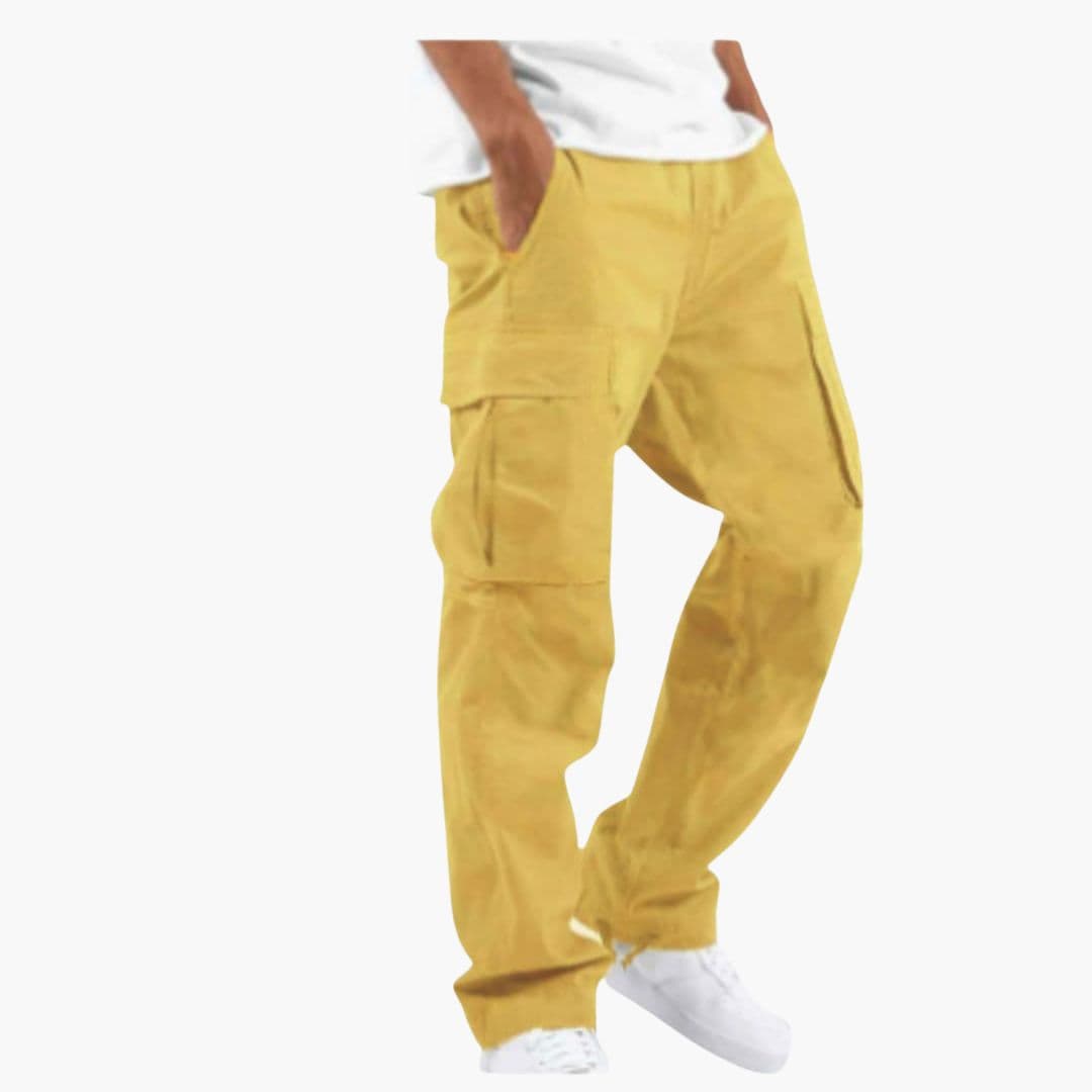 Men's Cargo Pants with Wide Legs and Multiple Pockets