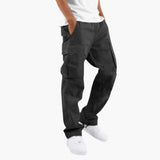 Men's Cargo Pants with Wide Legs and Multiple Pockets