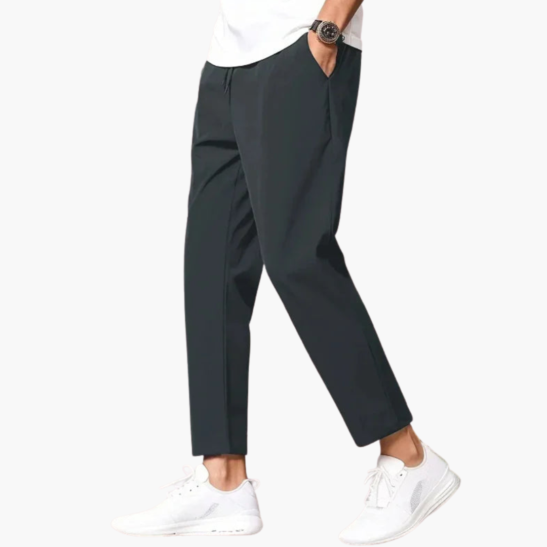 Slim fit men's pants with elastic waistband and side pockets