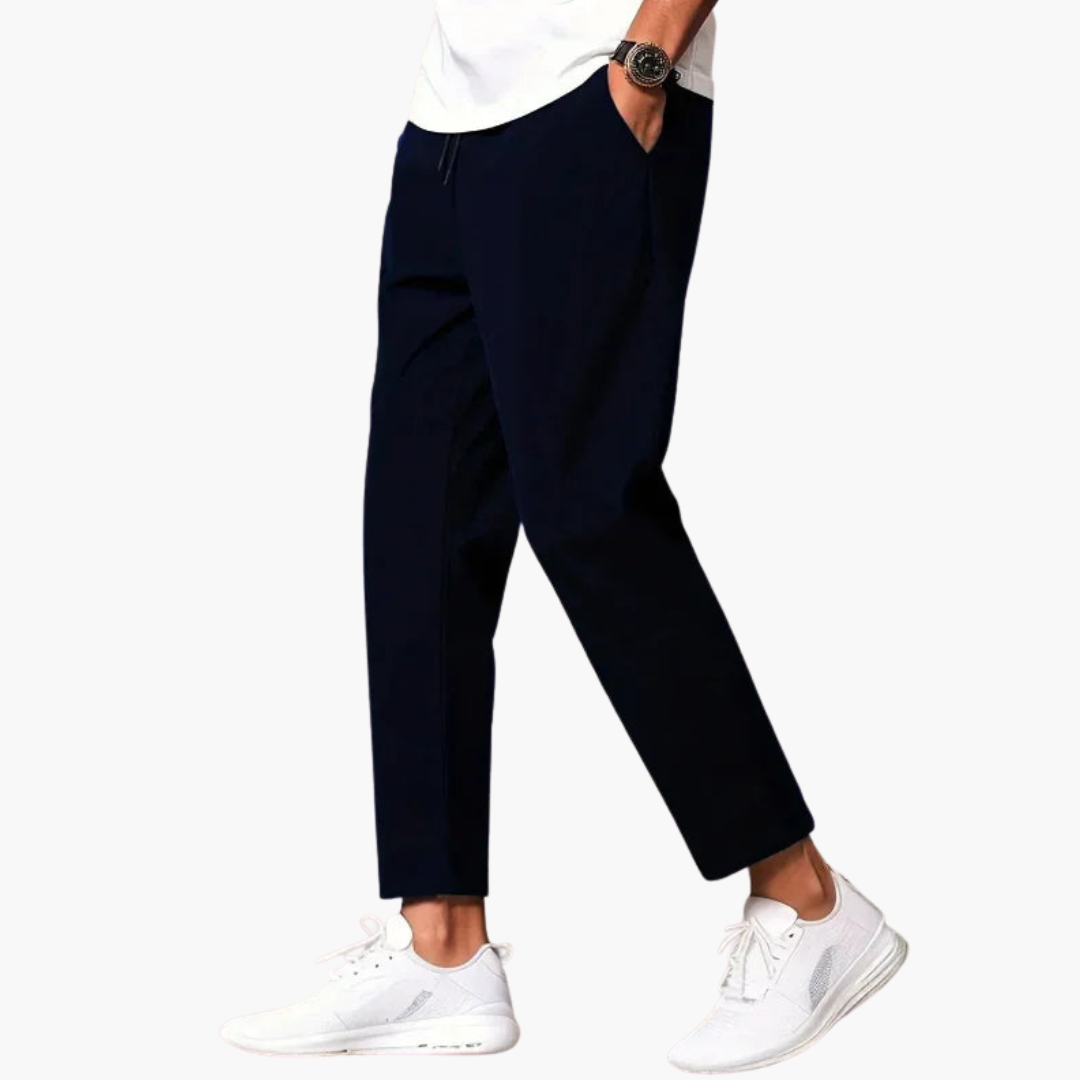 Slim fit men's pants with elastic waistband and side pockets