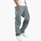 Men's cargo pants with multiple pockets and straight cut