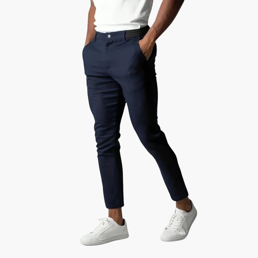 Men's chino pants with button closure